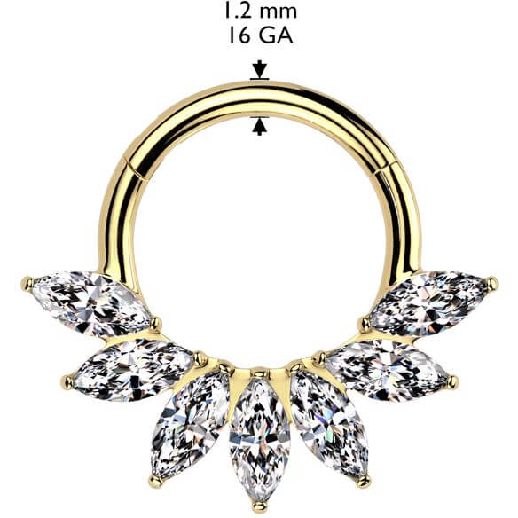 Titanium Ring zirconia marquise cut fan Segment