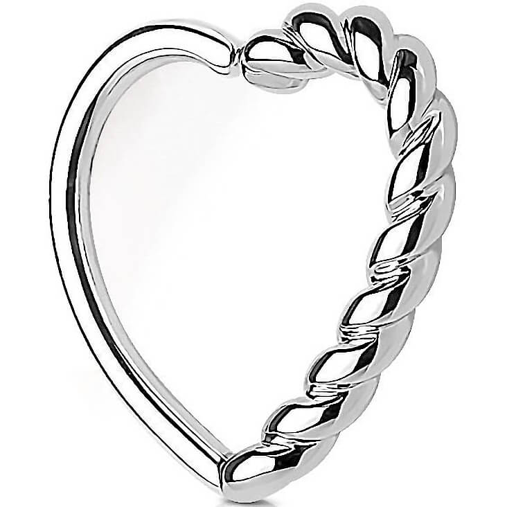 Anello Piercing Cuore con lato attorcigliato Pieghevole