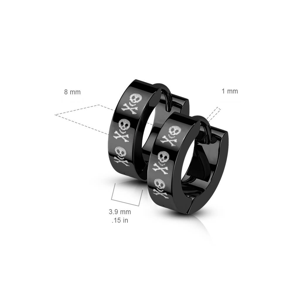 Boucle d'Oreille Crâne Noir Cliqueur