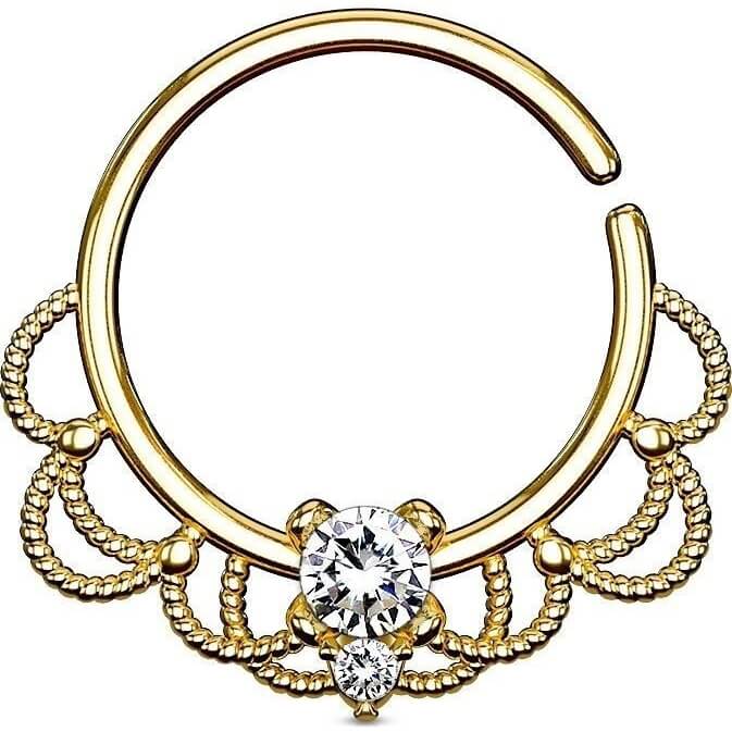 Anello Piercing Zirconi Pieghevole