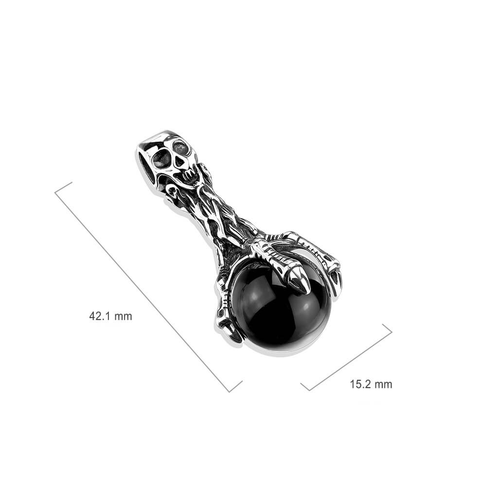 Calavera y garra de águila de plata con bola negra