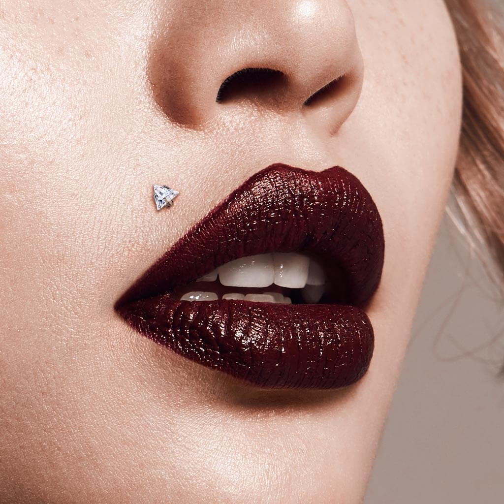 Titanio Labret Argento con zircone a triangolo Filettatura Interna