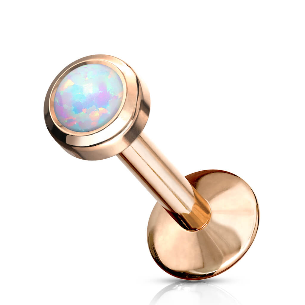 Titanium Labret Opal Round Internally Threaded