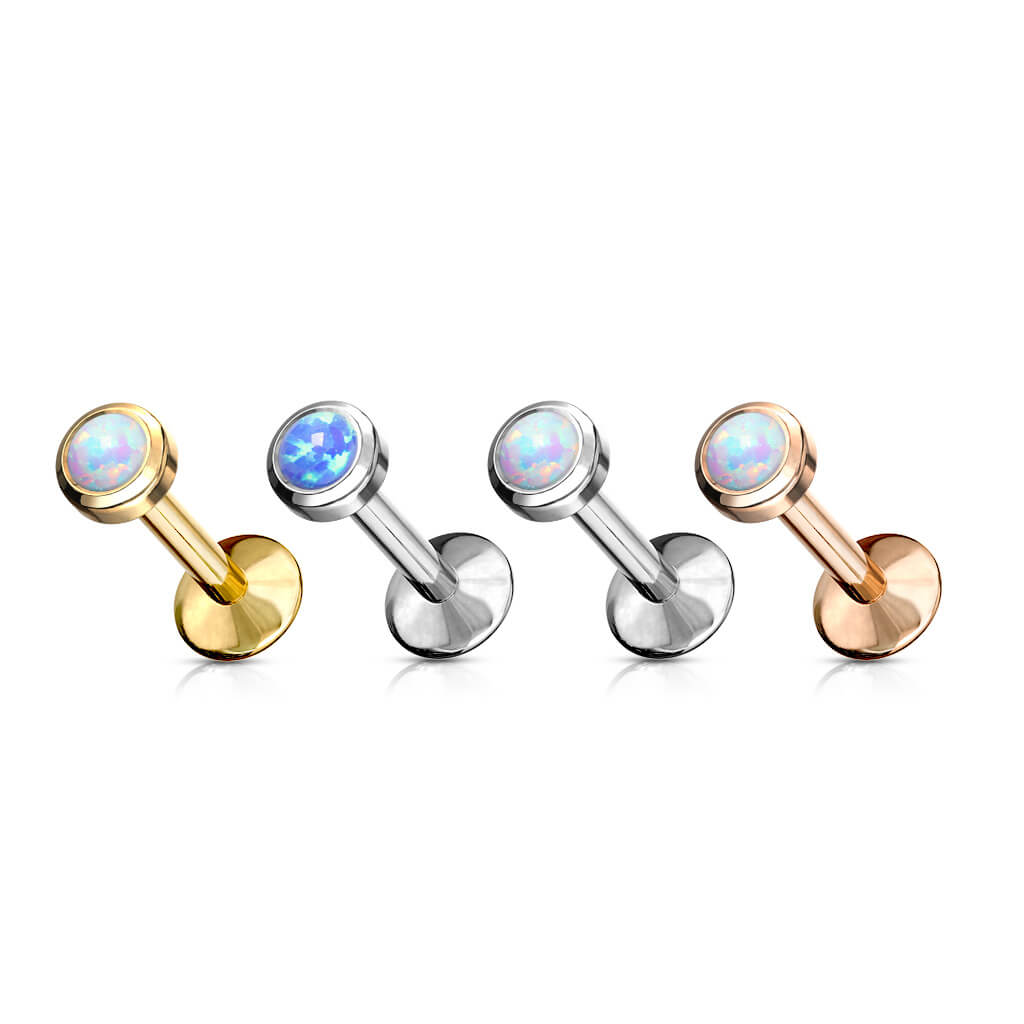 Titanium Labret Opal Round Internally Threaded