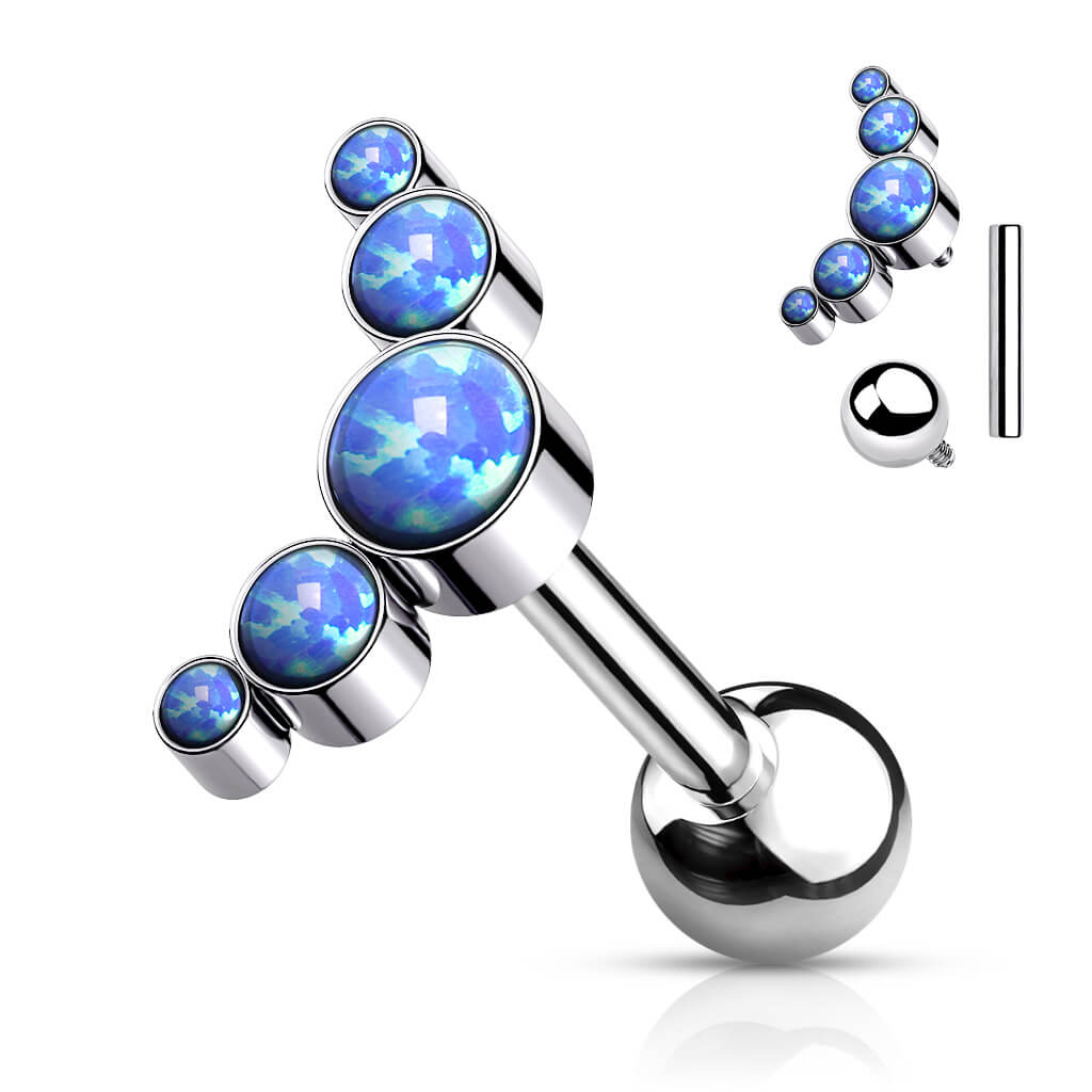 Titanium Barbell 5 Opal Silver Internally Threaded