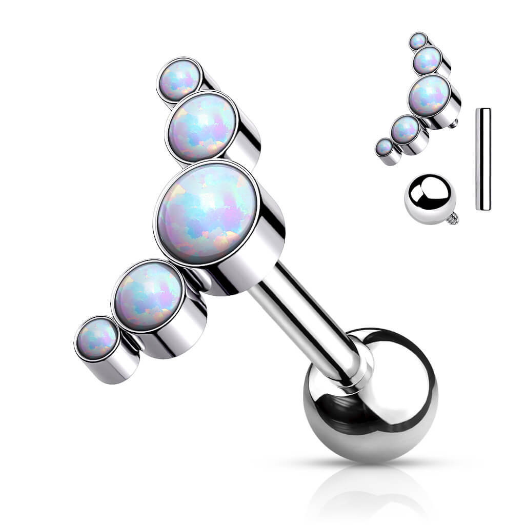 Titanium Barbell 5 Opal Silver Internally Threaded