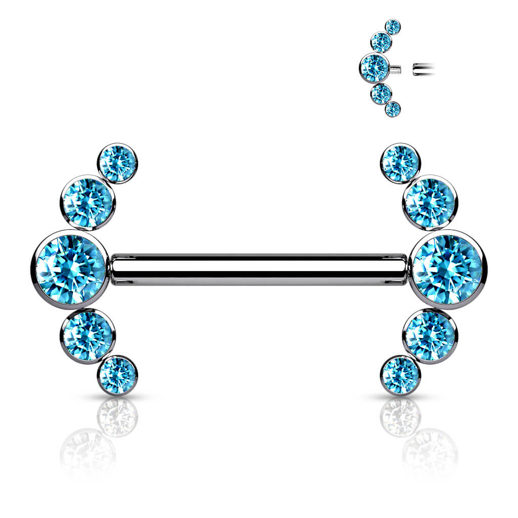 Titanium Nipple Piercing 5 Zirconia Silver Internally Threaded