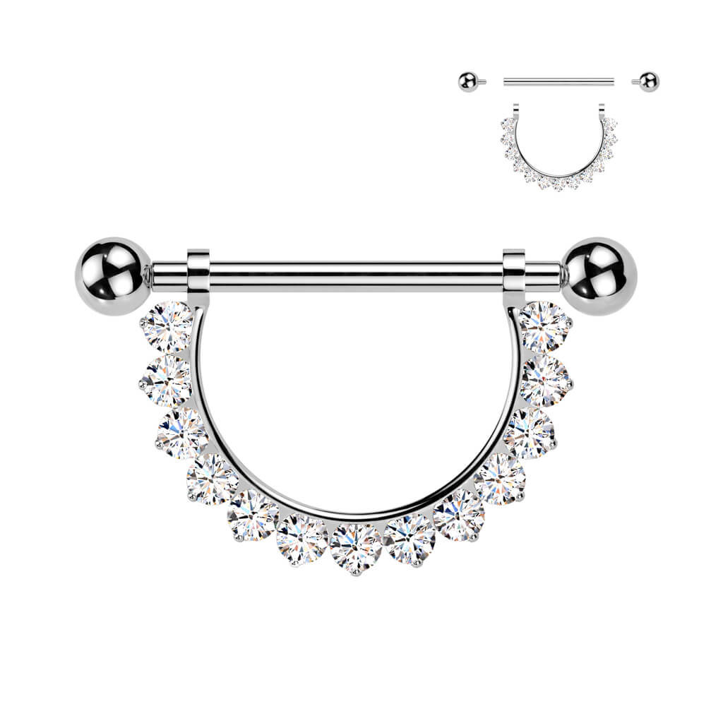 Titanium Nipple Piercing barbell zirconias Internally Threaded