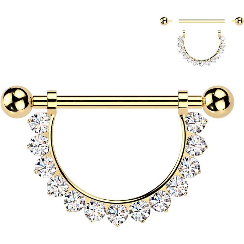 Titanium Nipple Piercing barbell zirconias Internally Threaded