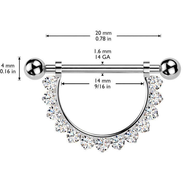 Titanium Nipple Piercing barbell zirconias Internally Threaded