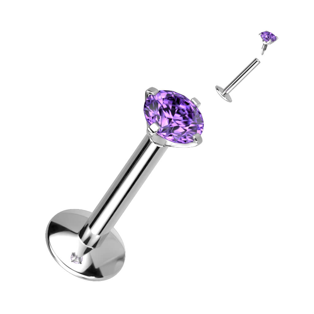 Titanio Labret Zirconi Filettatura Interna