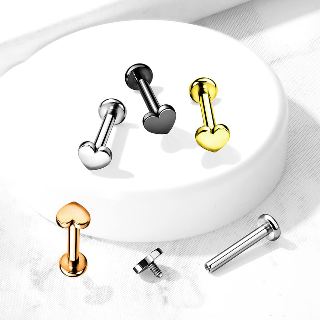 Titan Labret Herz Flach Innengewinde