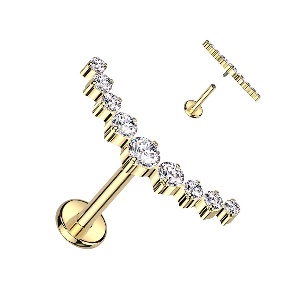 Titanium Labret 9 Zirconia Curved Internally Threaded