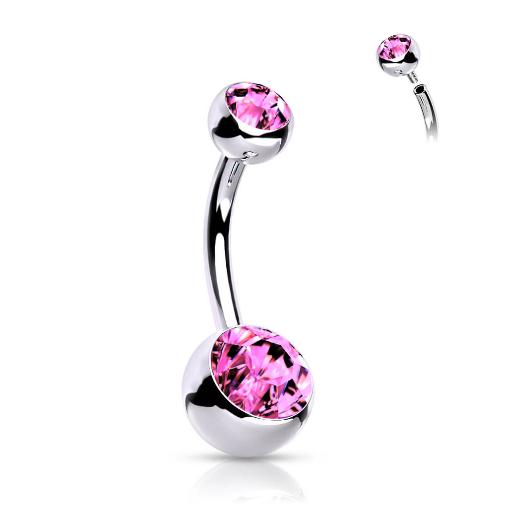 Titanium Belly Button Piercing Ball Zirconia Internally Threaded