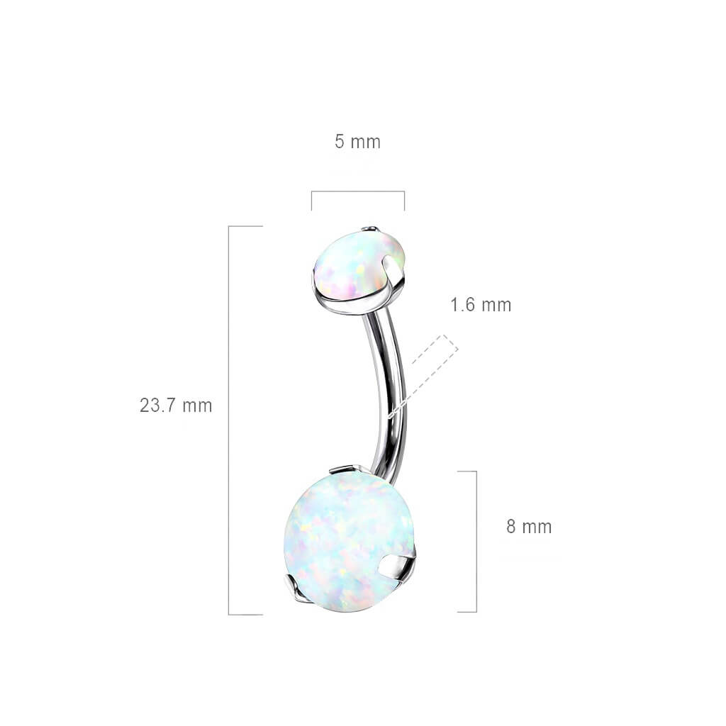 Titanium Belly Button Piercing Opal Dimple setting Internally Threaded
