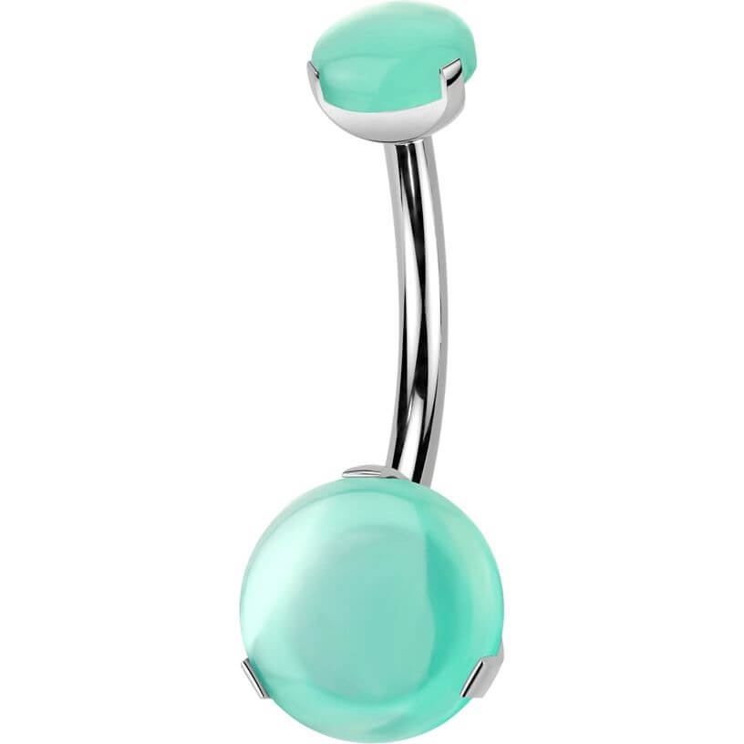 Titanio Piercing Ombelico pallina pietra naturale incastonata Filettatura Interna
