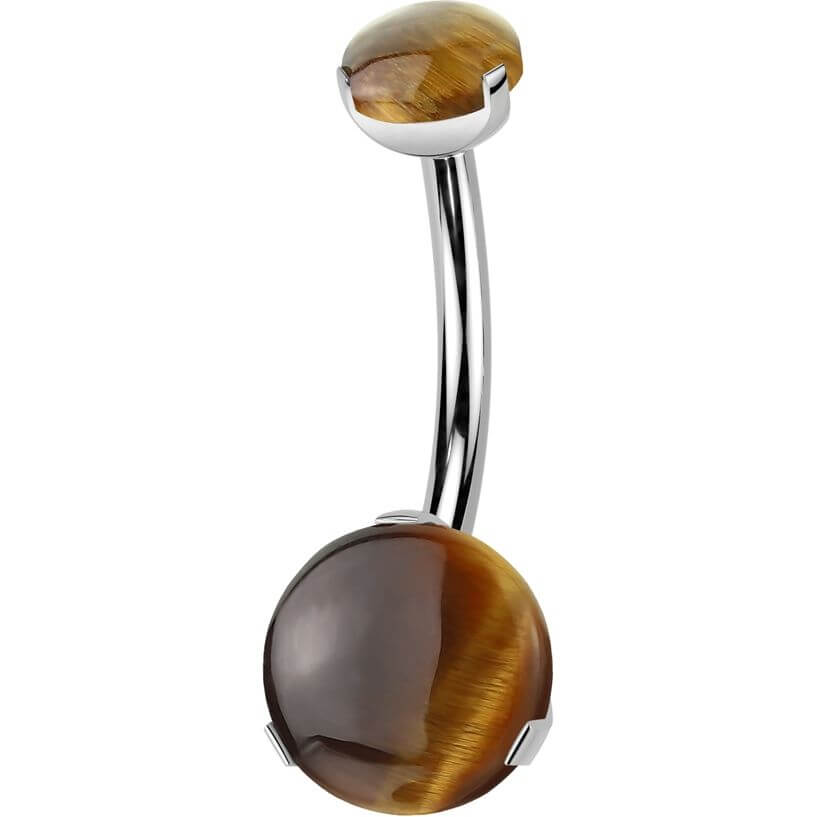 Titanio Piercing Ombelico pallina pietra naturale incastonata Filettatura Interna