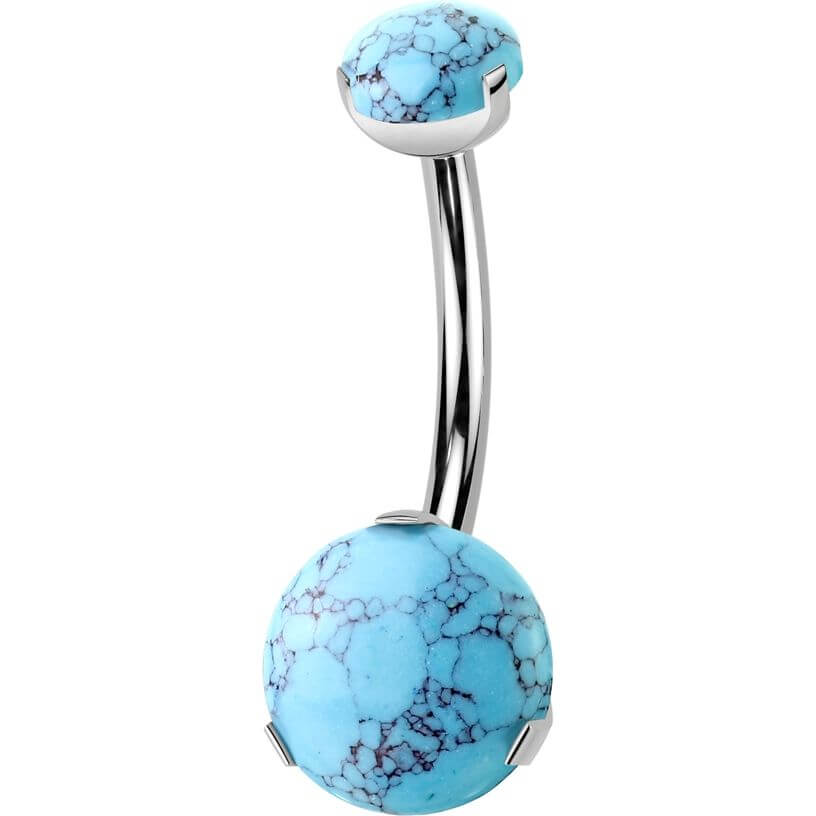 Titanio Piercing Ombelico pallina pietra naturale incastonata Filettatura Interna