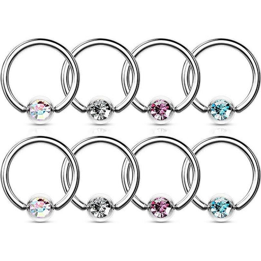 Anello Piercing Zirconi Perla Prigioniera