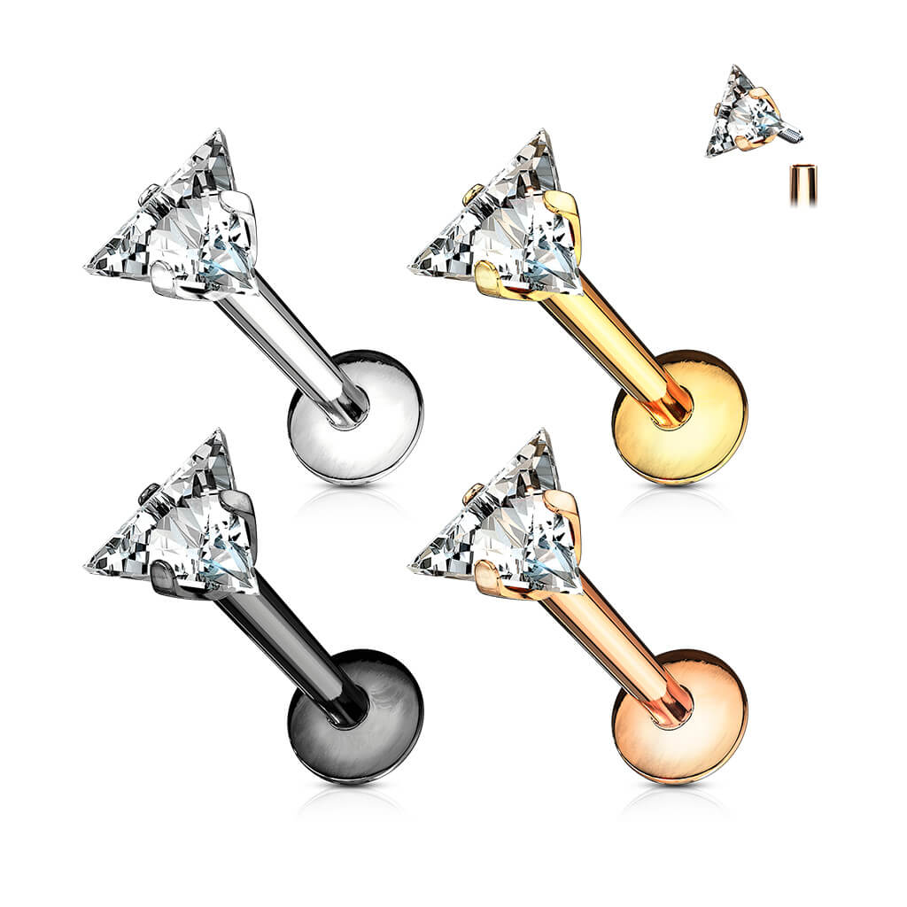Labret Zircone triangolare Filettatura Interna