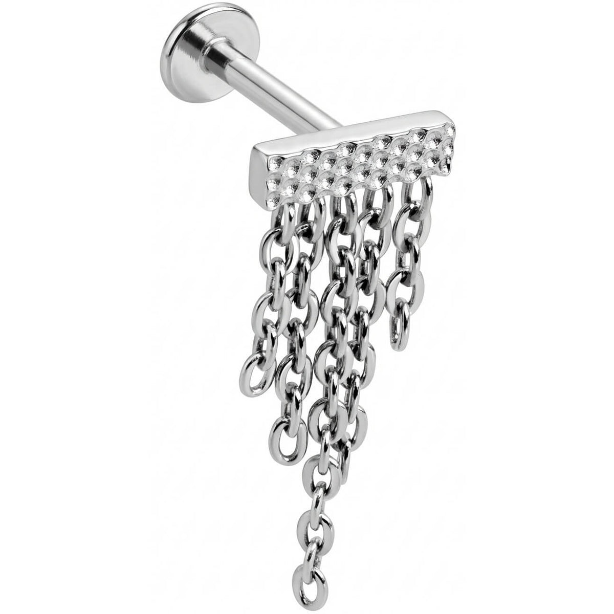 Titanium Labret 3 cubic zirconias Internally Threaded