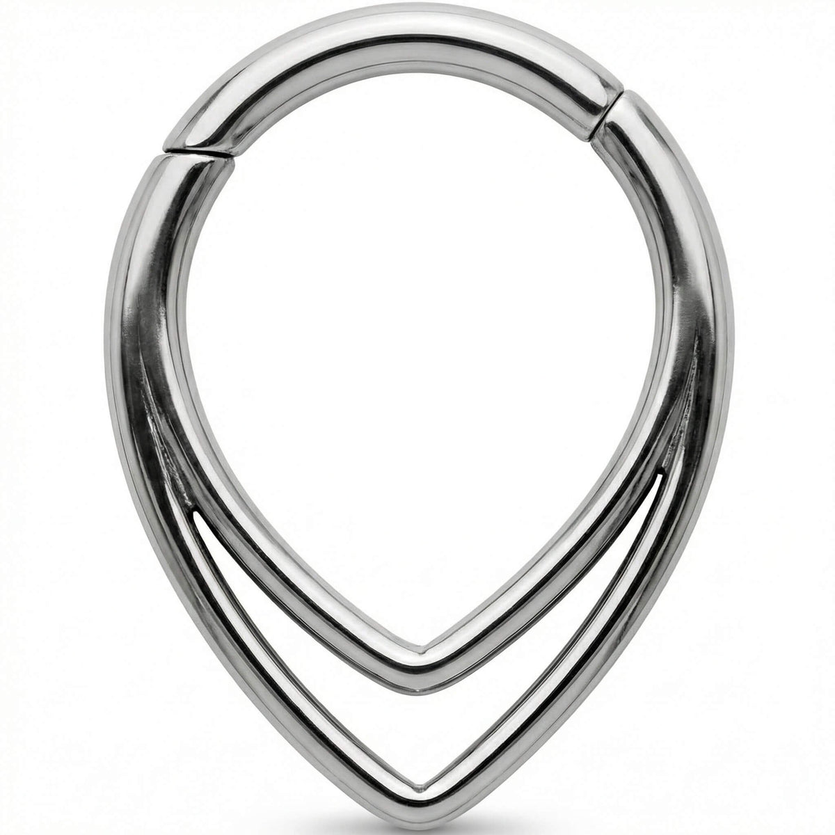 Titanium Ring Double V Teardrop Clicker