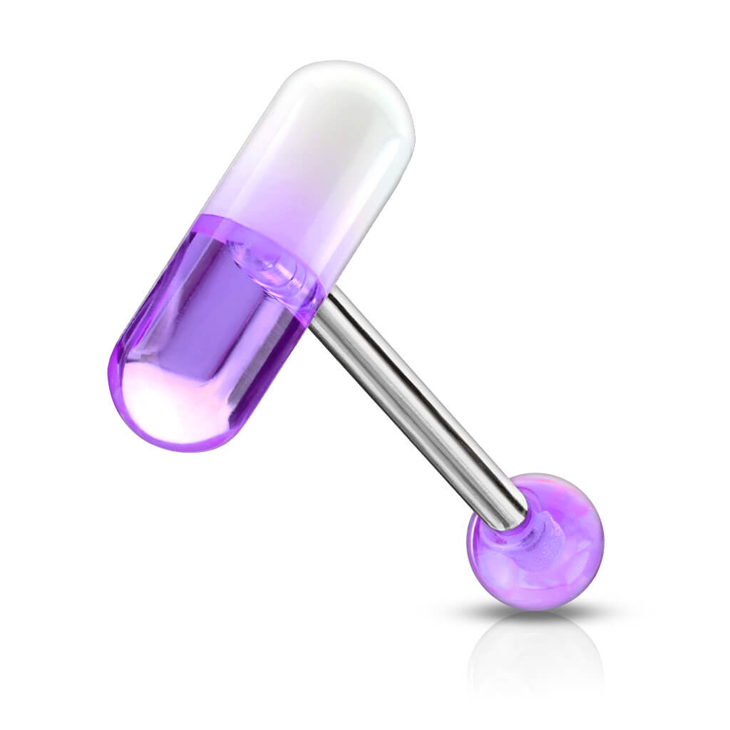 Tongue Barbell Acrylic Pill