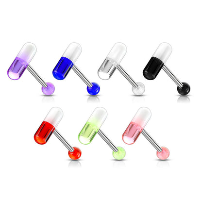 Tongue Barbell Acrylic Pill