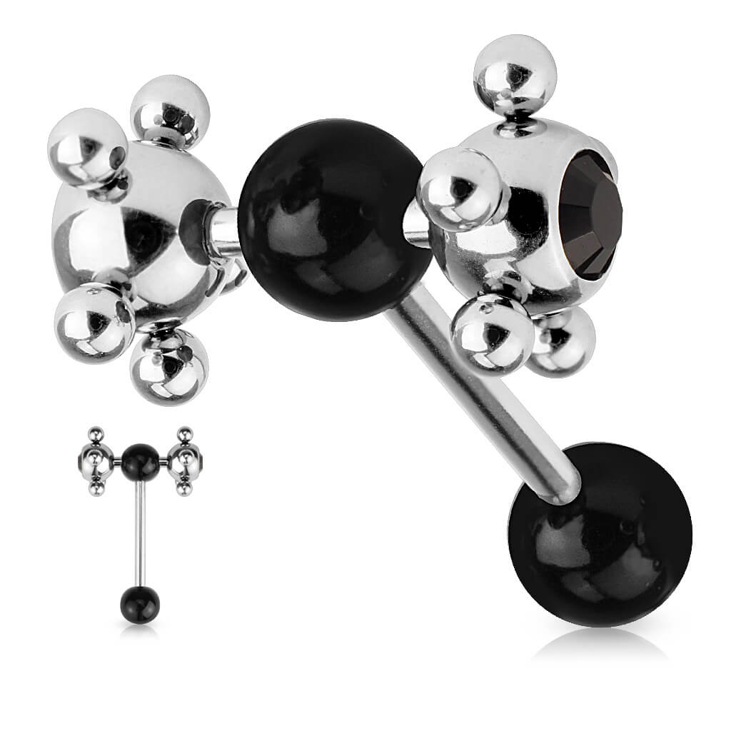 Tongue Barbell Acrylic Multi Steel Ball