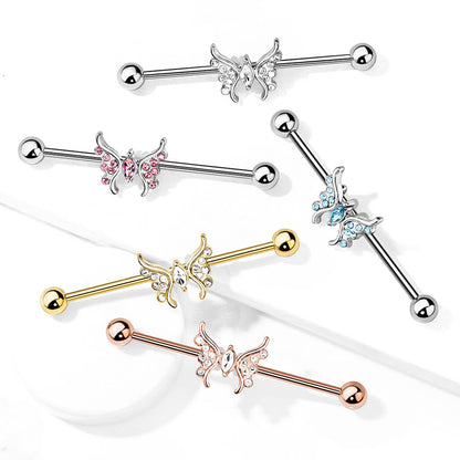 Industrial Barbell Butterfly Zirconia