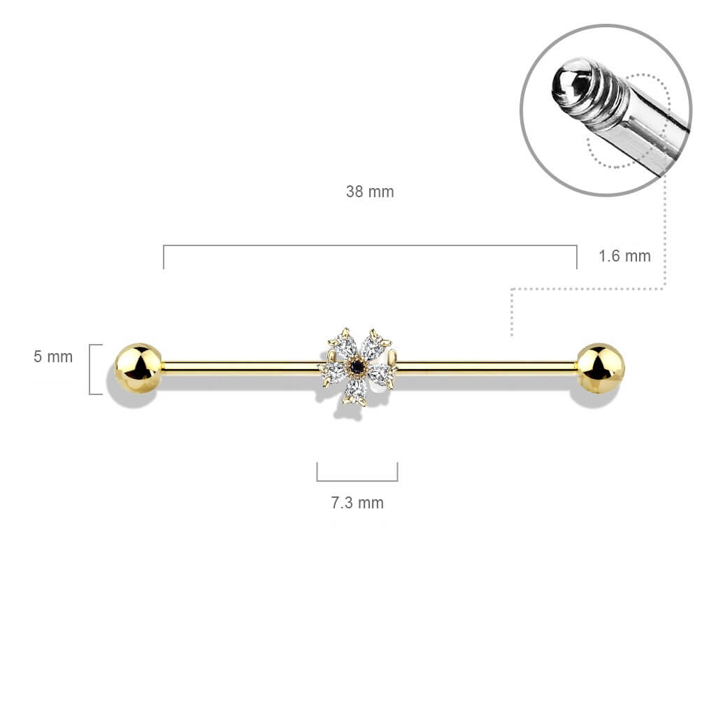 Barbell Industrial Zircone a fiore