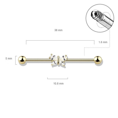 Industrial Barbell Schmetterling Zirkonia