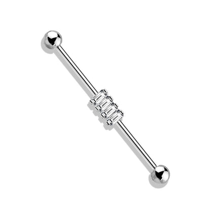 Industrial Barbell 4 Quadrate Zirkonia