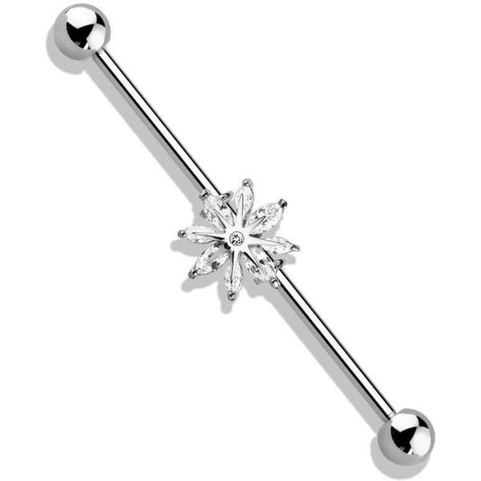 Industrial Barbell Snowflake Zirconia