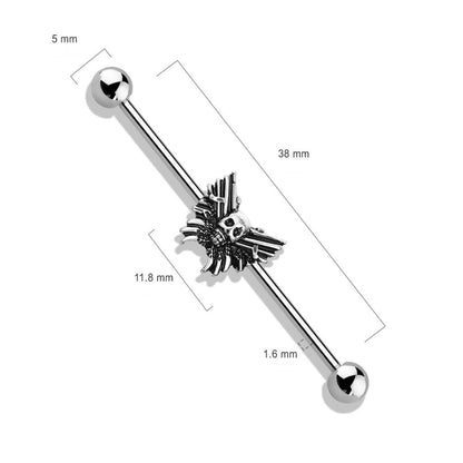 Industrial Barbell Butterfly Skull