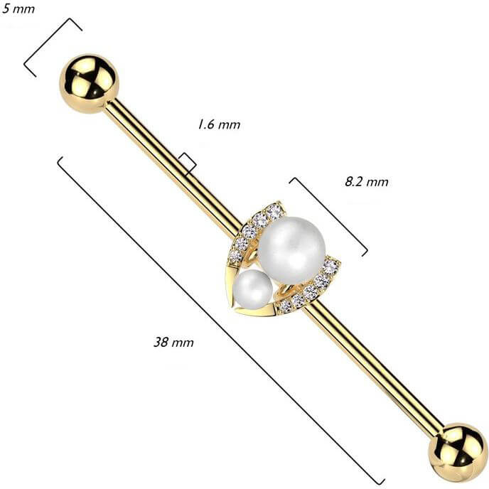 Barbell Industrial Perle con Ferro di Cavallo di Zirconi