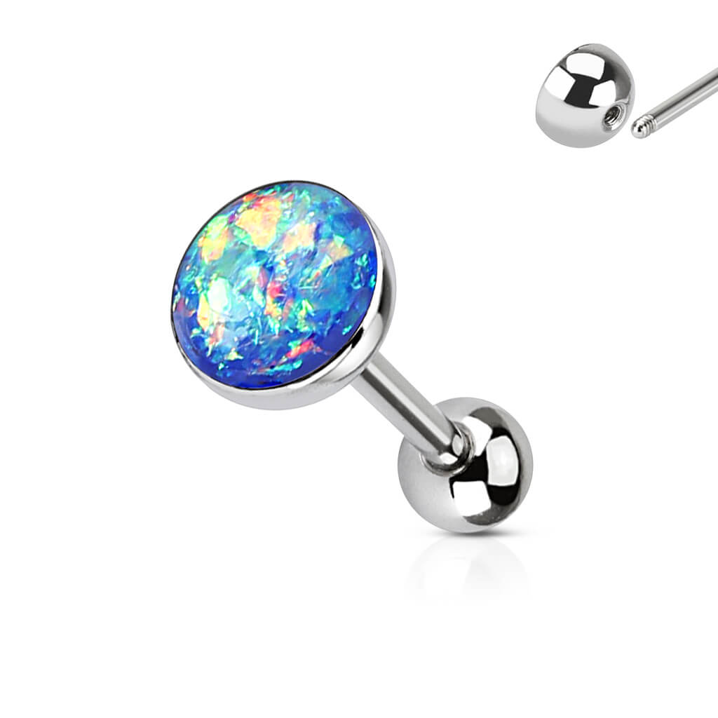 Zungenpiercing Zagenfassung Opal Glitzer