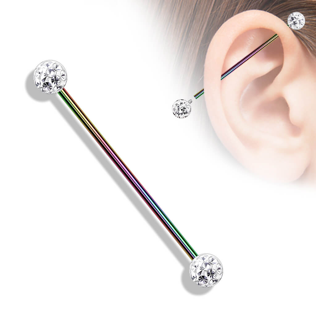 Industrial Barbell Ball Glitter Internally Threaded