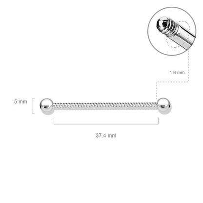 Barbell Industrial Cuerda plateada con bolas