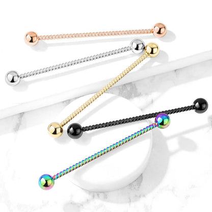 Barbell Industrial Sfere Argento e Corda