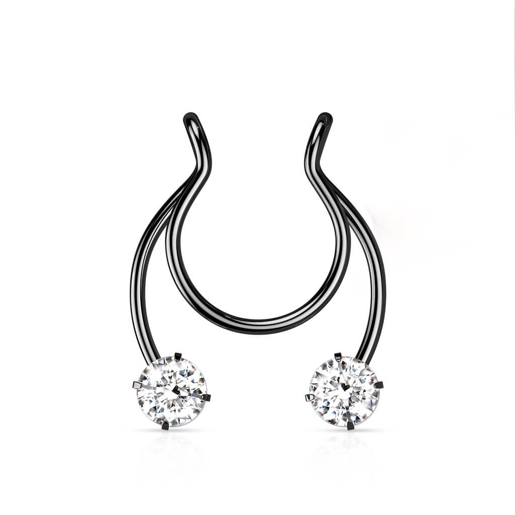 Faux Piercing au nez Fer à cheval Zirconia Pliable