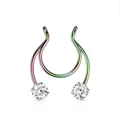 Fake Nose Piercing Horseshoe Zirconia Bendable