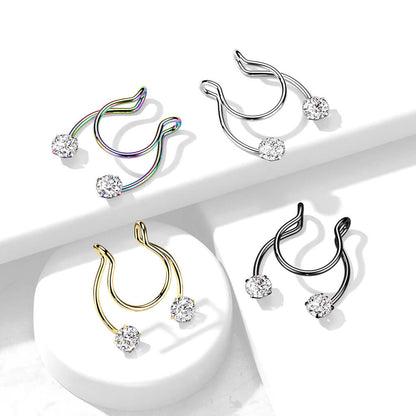 Fake Nose Piercing Horseshoe Zirconia Bendable