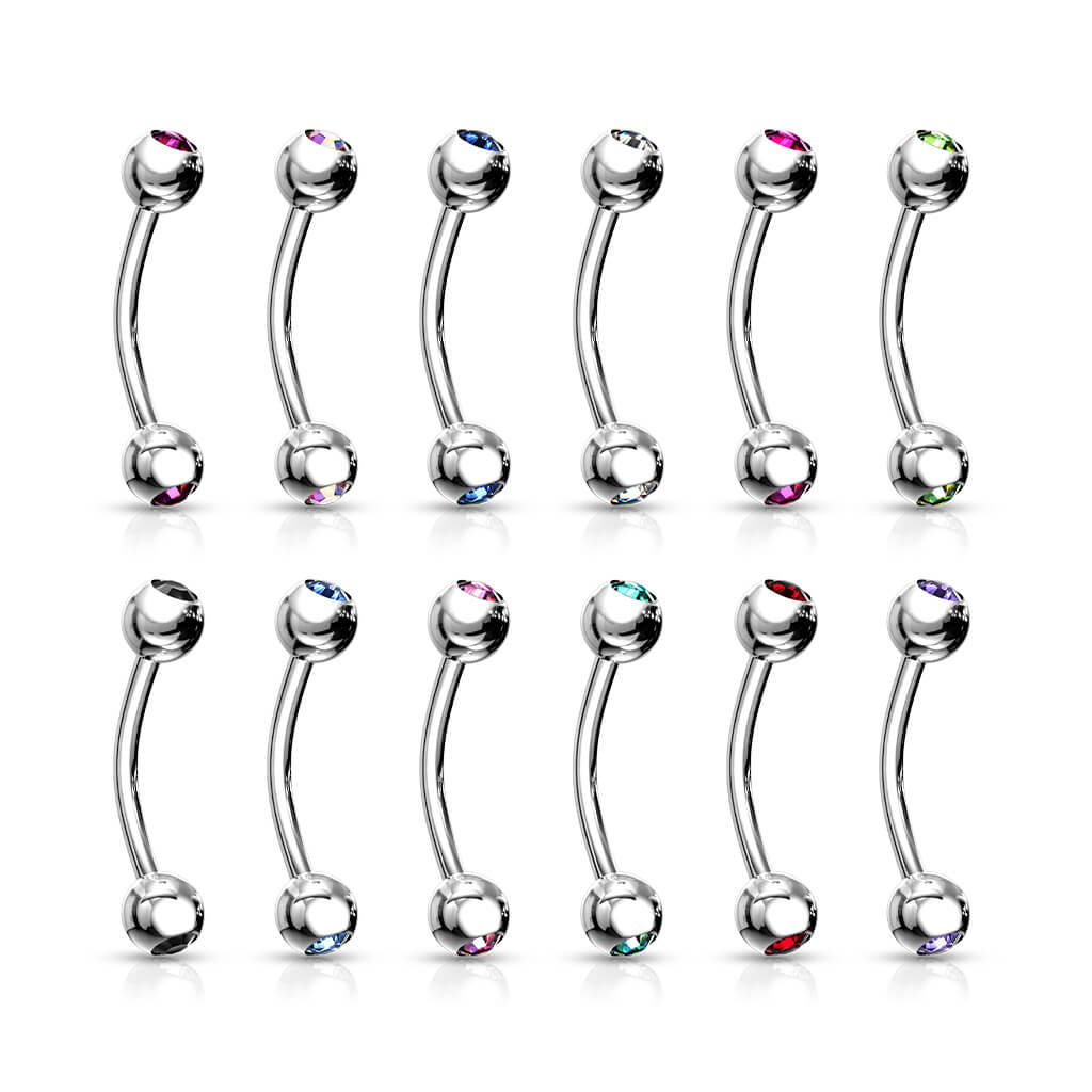 Eyebrow Piercing Ball Silver Zirconia