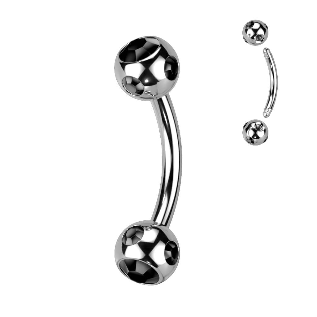 Piercing Sopracciglio Sfera d´argento con zircone