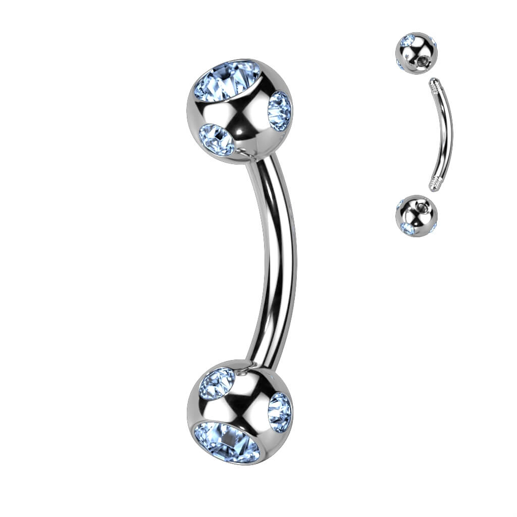 Piercing Sopracciglio Sfera d´argento con zircone