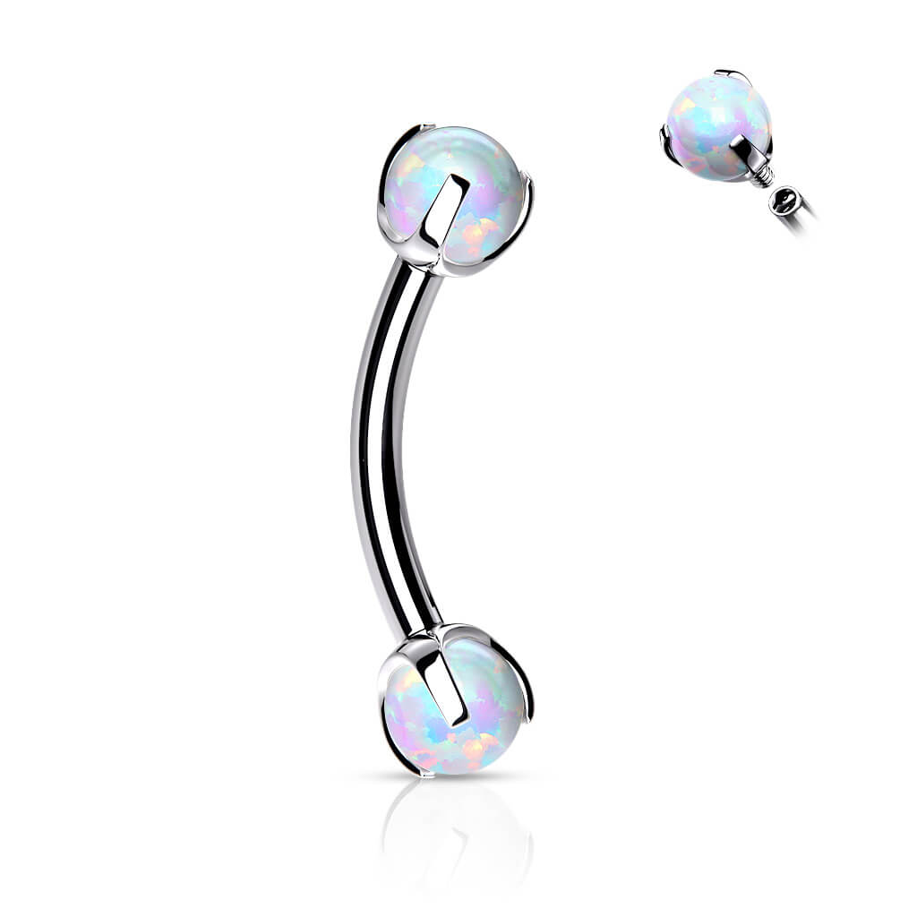 Eyebrow Piercing Ball Opal Internally Threaded