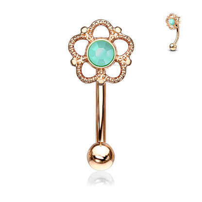 Eyebrow Piercing Flower Turquoise