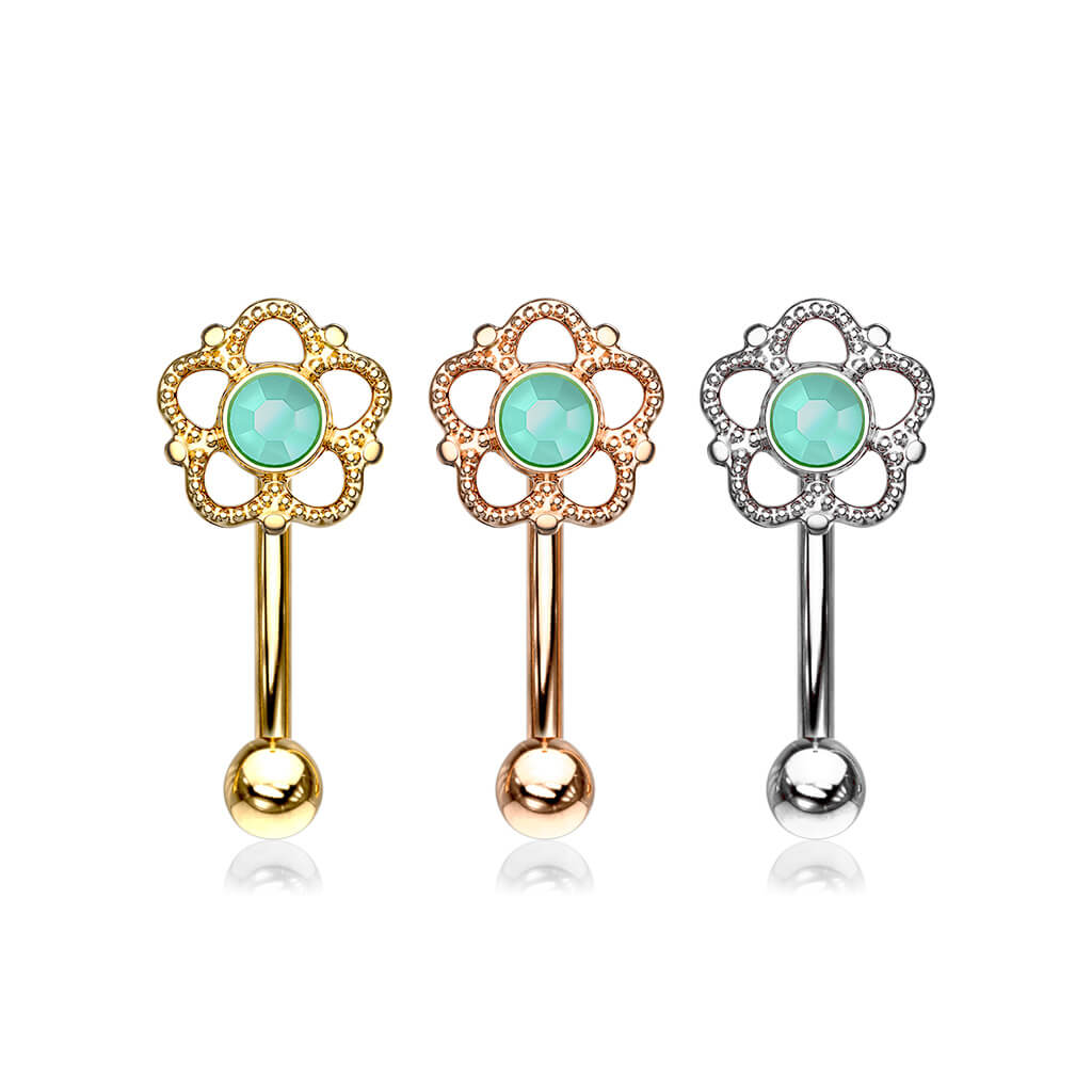 Eyebrow Piercing Flower Turquoise