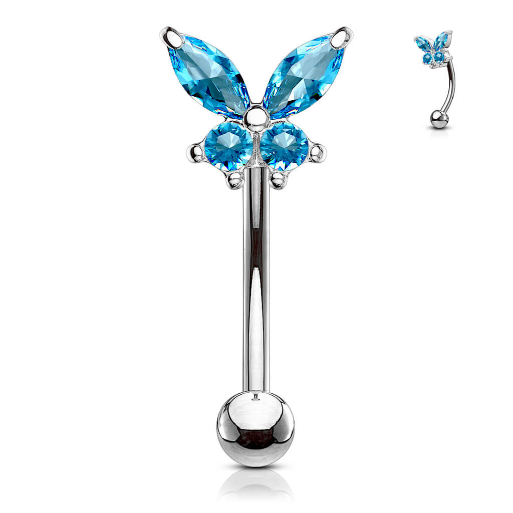 Eyebrow Piercing Butterfly Zirconia